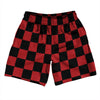 Checkerboard 2.5 Inches Black and Red Dark Athletic Running Fitness Exercise Shorts 7" Inseam Shorts Made In USA by Tribe Lacrosse