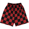 Checkerboard 2.5 Inches Black and Red Dark Basketball Practice Shorts Made In USA by Tribe Lacrosse