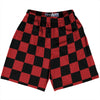 Checkerboard 2.5 Inches Black and Red Dark Lacrosse Shorts Made In USA by Tribe Lacrosse