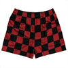 Checkerboard 2.5 Inches Black and Red Dark Rugby Shorts Made In USA by Tribe Lacrosse