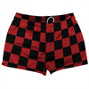 Checkerboard 2.5 Inches Black and Red Dark Shorty Short Gym Shorts 2.5" Inseam Made In USA by Tribe Lacrosse