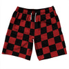 Checkerboard 2.5 Inches Black and Red Dark 10" Swim Shorts Made in USA by Tribe Lacrosse