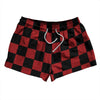 Checkerboard 2.5 Inches Black and Red Dark 2.5" Swim Shorts Made in USA by Tribe Lacrosse