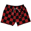 Checkerboard 2.5 Inches Black and Red Dark 5" Swim Shorts Made in USA by Tribe Lacrosse