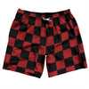 Checkerboard 2.5 Inches Black and Red Dark Swim Shorts 7" Made in USA by Tribe Lacrosse