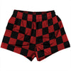 Checkerboard 2.5 Inches Black and Red Dark Womens & Girls Sport Shorts End Made In USA by Tribe Lacrosse