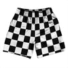 Checkerboard 2.5 Inches Black and White Athletic Running Fitness Exercise Shorts 7" Inseam Shorts Made In USA by Tribe Lacrosse
