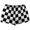 Checkerboard 2.5 Inches Black and White Shorty Short Gym Shorts 2.5" Inseam Made In USA by Tribe Lacrosse