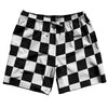 Checkerboard 2.5 Inches Black and White Swim Shorts 7" Made in USA by Tribe Lacrosse