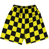 Checkerboard 2.5 Inches Black and Yellow Basketball Practice Shorts Made In USA by Tribe Lacrosse