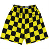 Checkerboard 2.5 Inches Black and Yellow Lacrosse Shorts Made In USA by Tribe Lacrosse
