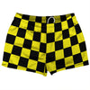 Checkerboard 2.5 Inches Black and Yellow Shorty Short Gym Shorts 2.5" Inseam Made In USA by Tribe Lacrosse