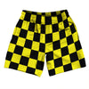 Checkerboard 2.5 Inches Black and Yellow Soccer Shorts Made In USA by Tribe Lacrosse