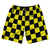 Checkerboard 2.5 Inches Black and Yellow 10" Swim Shorts Made in USA by Tribe Lacrosse