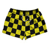 Checkerboard 2.5 Inches Black and Yellow 2.5" Swim Shorts Made in USA by Tribe Lacrosse