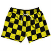 Checkerboard 2.5 Inches Black and Yellow 5" Swim Shorts Made in USA by Tribe Lacrosse