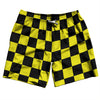 Checkerboard 2.5 Inches Black and Yellow Swim Shorts 7" Made in USA by Tribe Lacrosse