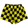 Checkerboard 2.5 Inches Black and Yellow Womens & Girls Sport Shorts End Made In USA by Tribe Lacrosse