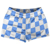 Checkerboard 2.5 Inches Blue Carolina and White Shorty Short Gym Shorts 2.5" Inseam Made In USA by Tribe Lacrosse