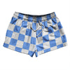 Checkerboard 2.5 Inches Blue Carolina and White 2.5" Swim Shorts Made in USA by Tribe Lacrosse