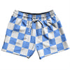 Checkerboard 2.5 Inches Blue Carolina and White 5" Swim Shorts Made in USA by Tribe Lacrosse