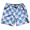 Checkerboard 2.5 Inches Blue Carolina and White Swim Shorts 7" Made in USA by Tribe Lacrosse
