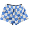 Checkerboard 2.5 Inches Blue Carolina and White Womens & Girls Sport Shorts End Made In USA by Tribe Lacrosse