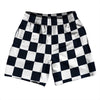 Checkerboard 2.5 Inches Blue Navy Almost Black and White Athletic Running Fitness Exercise Shorts 7" Inseam Shorts Made In USA by Tribe Lacrosse