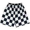 Checkerboard 2.5 Inches Blue Navy Almost Black and White Basketball Practice Shorts Made In USA by Tribe Lacrosse