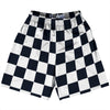 Checkerboard 2.5 Inches Blue Navy Almost Black and White Lacrosse Shorts Made In USA by Tribe Lacrosse
