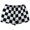 Checkerboard 2.5 Inches Blue Navy Almost Black and White Shorty Short Gym Shorts 2.5" Inseam Made In USA by Tribe Lacrosse