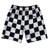 Checkerboard 2.5 Inches Blue Navy Almost Black and White 10" Swim Shorts Made in USA by Tribe Lacrosse