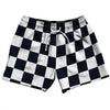 Checkerboard 2.5 Inches Blue Navy Almost Black and White 5" Swim Shorts Made in USA by Tribe Lacrosse