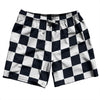 Checkerboard 2.5 Inches Blue Navy Almost Black and White Swim Shorts 7" Made in USA by Tribe Lacrosse