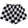 Checkerboard 2.5 Inches Blue Navy Almost Black and White Womens & Girls Sport Shorts End Made In USA by Tribe Lacrosse