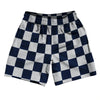 Checkerboard 2.5 Inches Blue Navy And Grey Medium Athletic Running Fitness Exercise Shorts 7" Inseam Shorts Made In USA by Tribe Lacrosse