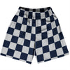 Checkerboard 2.5 Inches Blue Navy And Grey Medium Basketball Practice Shorts Made In USA by Tribe Lacrosse