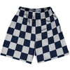 Checkerboard 2.5 Inches Blue Navy And Grey Medium Lacrosse Shorts Made In USA by Tribe Lacrosse