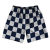 Checkerboard 2.5 Inches Blue Navy And Grey Medium Soccer Shorts Made In USA by Tribe Lacrosse