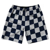 Checkerboard 2.5 Inches Blue Navy And Grey Medium 10" Swim Shorts Made in USA by Tribe Lacrosse