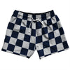 Checkerboard 2.5 Inches Blue Navy And Grey Medium 5" Swim Shorts Made in USA by Tribe Lacrosse