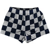 Checkerboard 2.5 Inches Blue Navy And Grey Medium Womens & Girls Sport Shorts End Made In USA by Tribe Lacrosse