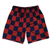 Checkerboard 2.5 Inches Blue Navy and Red Dark Athletic Running Fitness Exercise Shorts 7" Inseam Shorts Made In USA by Tribe Lacrosse