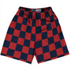 Checkerboard 2.5 Inches Blue Navy and Red Dark Lacrosse Shorts Made In USA by Tribe Lacrosse