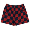 Checkerboard 2.5 Inches Blue Navy and Red Dark Rugby Shorts Made In USA by Tribe Lacrosse