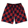 Checkerboard 2.5 Inches Blue Navy and Red Dark Soccer Shorts Made In USA by Tribe Lacrosse