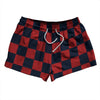 Checkerboard 2.5 Inches Blue Navy and Red Dark 2.5" Swim Shorts Made in USA by Tribe Lacrosse