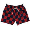 Checkerboard 2.5 Inches Blue Navy and Red Dark 5" Swim Shorts Made in USA by Tribe Lacrosse