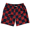 Checkerboard 2.5 Inches Blue Navy and Red Dark Swim Shorts 7" Made in USA by Tribe Lacrosse