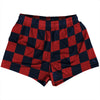 Checkerboard 2.5 Inches Blue Navy and Red Dark Womens & Girls Sport Shorts End Made In USA by Tribe Lacrosse
